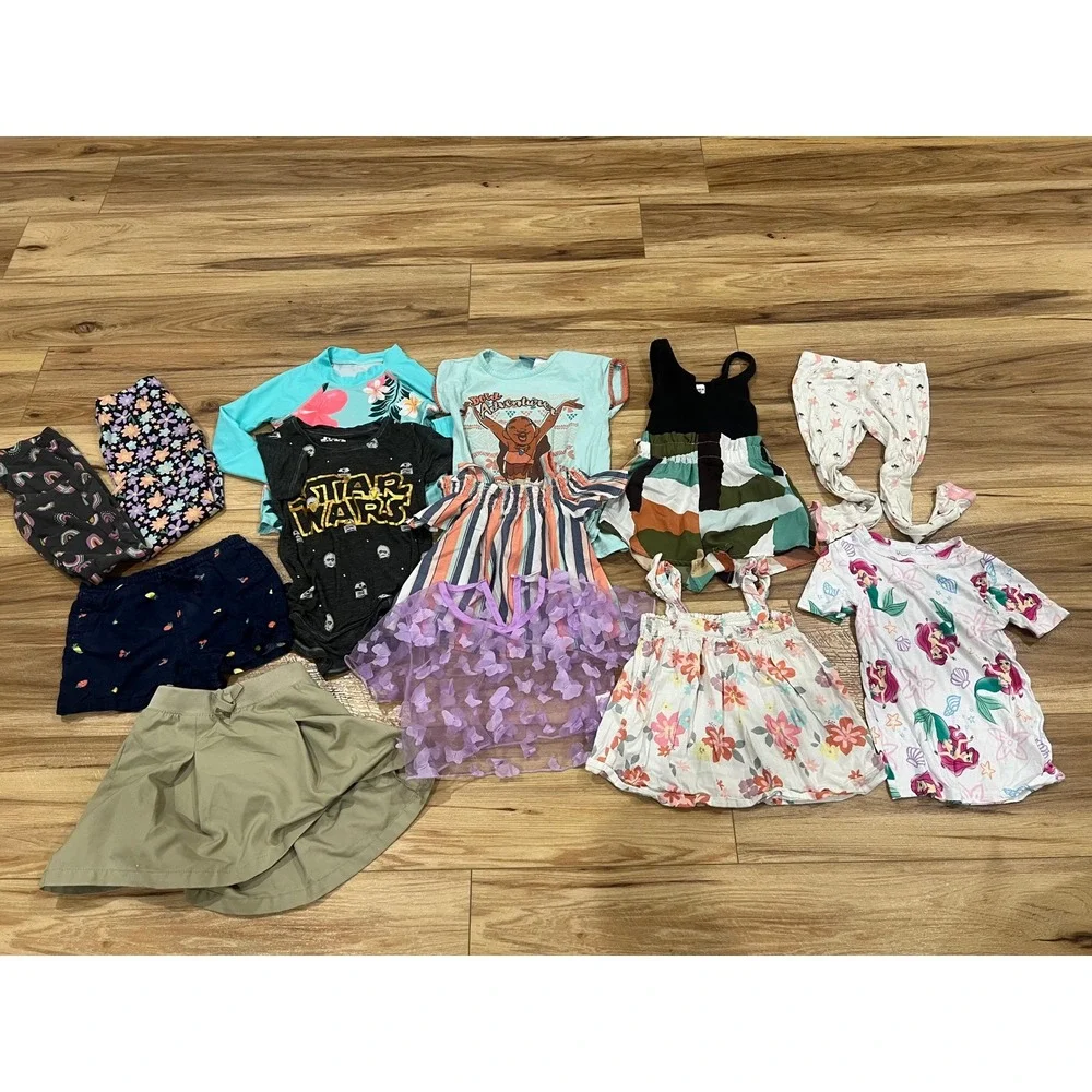 Huge Clothing Lot Girls Size 4T-5T Multicolor Shirts Leggings Pajamas Romper